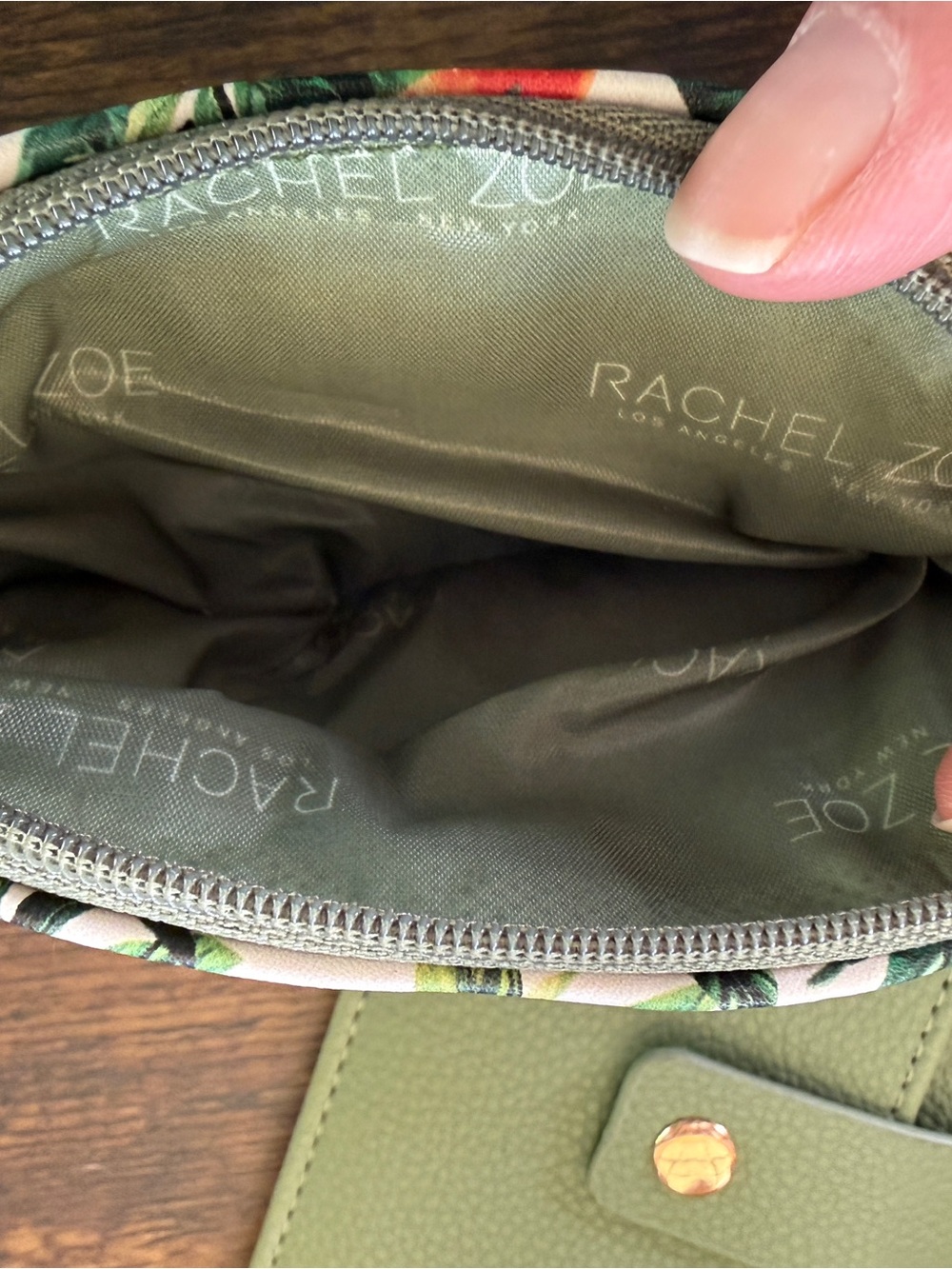 Rachel Zoe Olive Green Wrist Strap with Matching Citrus Pouch Accent - Picture 8 of 12